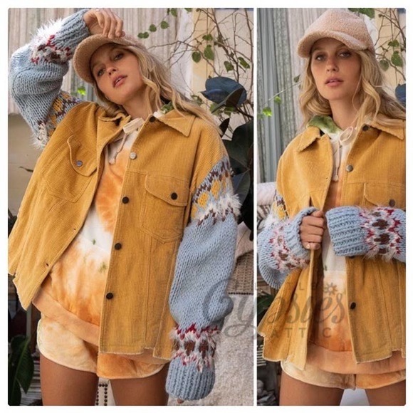 POL Winter Corduroy & Knit Sleeve Jacket - Picture 10 of 13